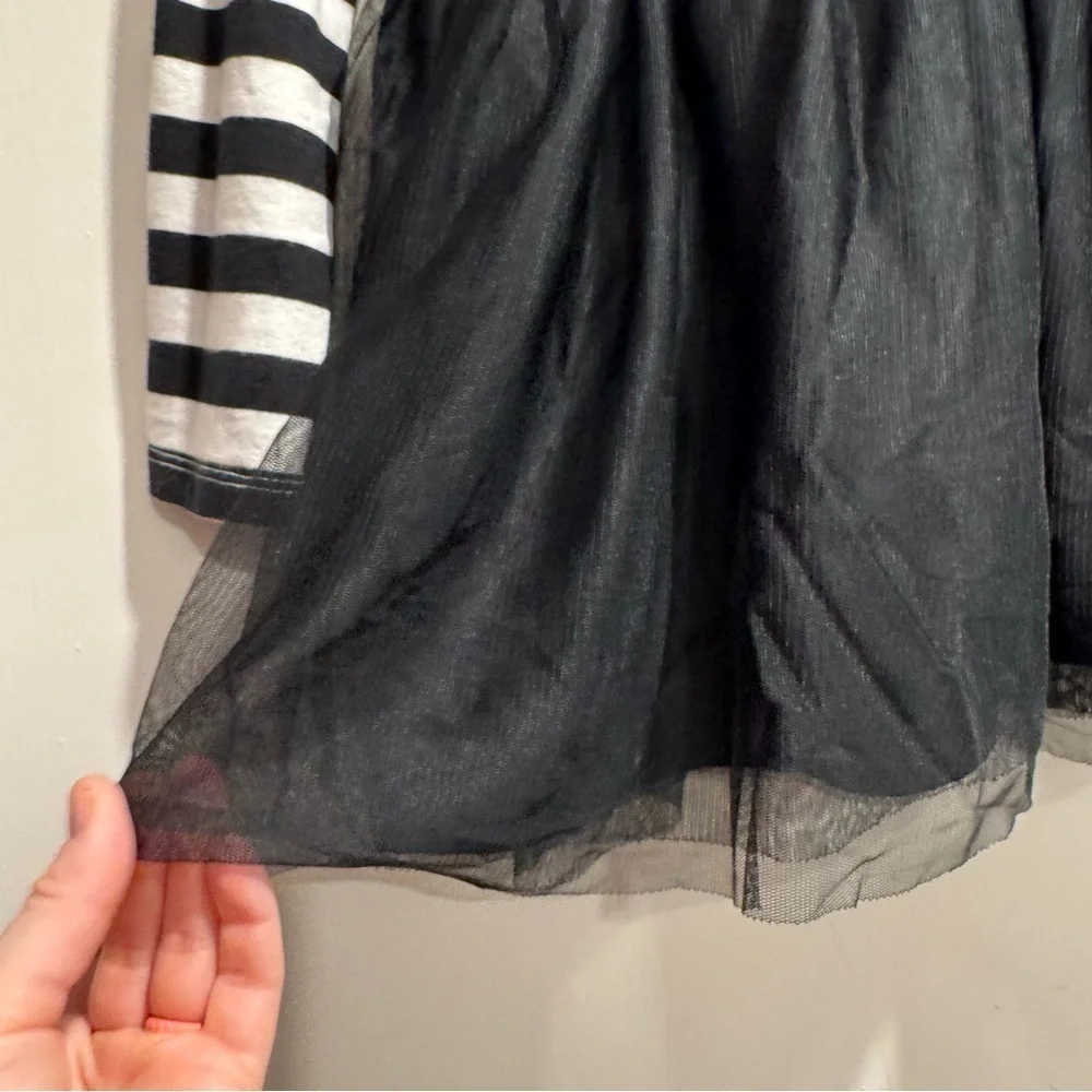 Cat & Jack tulle skirt dress long sleeve Halloween Wednesday Addams Black‎ White